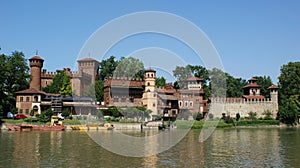 Borgo Medievale and a river, Torino, Italy