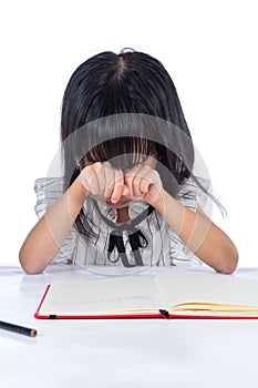 Boring Asian Chinese little office lady writing book