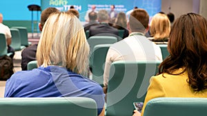 Boring business meeting, seminar, conference, media event or round table