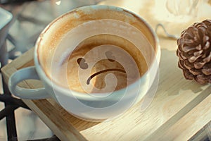 Boring face cup of coffee