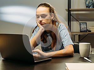 boring online meeting remote job sleeping woman