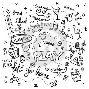 School Doodle Sketch Vector Illustration