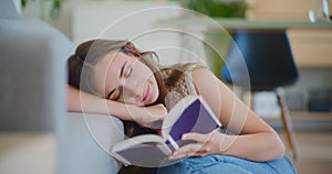 Boring and Tired Female Student Reading