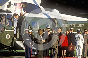 Boris Yeltsin departing Washington, D.C. in a helicopter