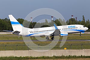 SP-ESB Enter Air Boeing 737-800 aircraft landing on the runway