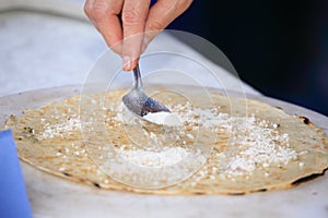 Borlengo tigelle typical products with flour and water Italy