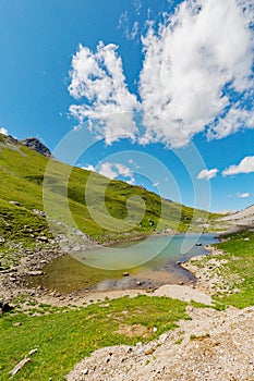 Bormio, Livigno IT, lake in Alpisella valley