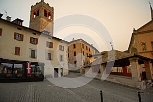 Bormio old town, mountain ski resort in the Italian Alps, Lombardy, Italy