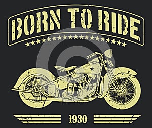 Military Born To Ride vintage motorcycle art photo