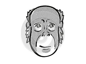 Bornean Orang-utan Endangered Wildlife Cartoon Mono Line Drawing photo