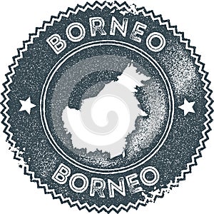 Borneo map vintage stamp.