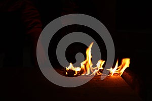 Bornfire flame heat fire dark winters night light cold copy space
