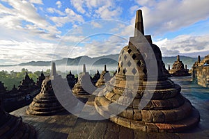 Borobudur, a 9th century Buddhist Temple in Magelang, Central Java, Indonesia