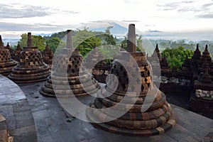 Borobudur, a 9th century Buddhist Temple in Magelang, Central Java, Indonesia