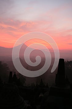 Borobudur Budhist Temple Sunrise in Central Java