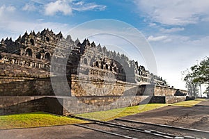 Borobudur mandala temple in surice , near Yogyakarta on Java, In
