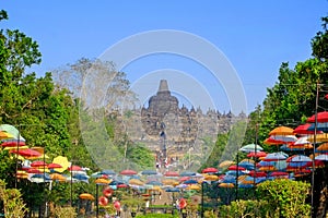 Borobudur temple with beautiful garden