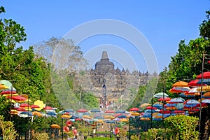 Borobudur temple with beautiful garden photo