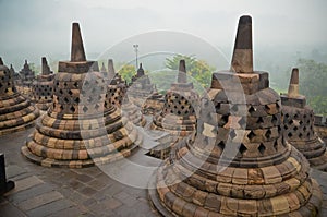 Borobudur Temple bell-shaped stupas