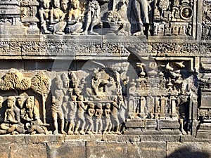 Borobudur Buddhist temple. Bas reliefs .arc. .Indonesia photo