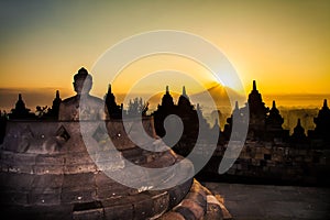 Borobudur Temple at day time Yogyakarta Java Indonesia.