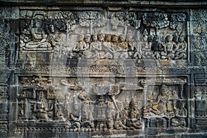 Borobudur Temple Relief, at Borobudur Temple Magelang Central Java Indonesia