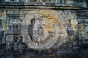 Borobudur Temple Relief, at Borobudur Temple Magelang Central Java Indonesia