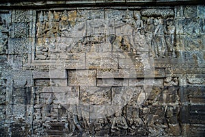 Borobudur Temple Relief, at Borobudur Temple Magelang Central Java Indonesia