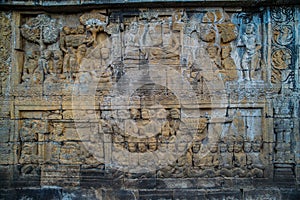 Borobudur Temple Relief, at Borobudur Temple Magelang Central Java Indonesia