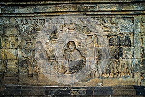 Borobudur Temple Relief, at Borobudur Temple Magelang Central Java Indonesia