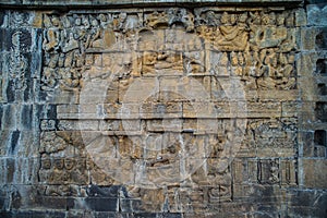 Borobudur Temple Relief, at Borobudur Temple Magelang Central Java Indonesia