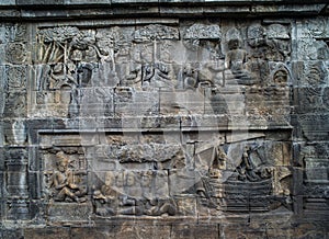 Borobudur Temple Relief, at Borobudur Temple Magelang Central Java Indonesia