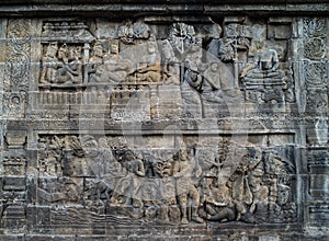 Borobudur Temple Relief, at Borobudur Temple Magelang Central Java Indonesia