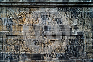 Borobudur Temple Relief, at Borobudur Temple Magelang Central Java Indonesia