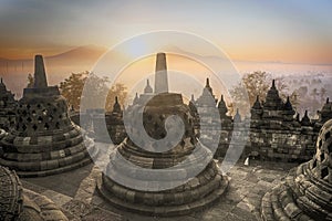 Borobudur Temple sunrise in Indonesia