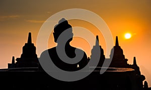 Borobudur temple at sunrise, Java, Indonesia