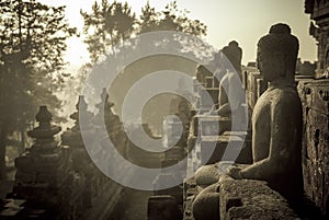 Borobudur temple at sunrise, Java, Indonesia photo