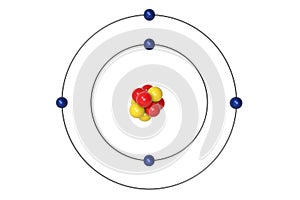 Boron Atom Bohr model with proton, neutron and electron photo