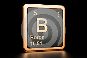 Boron B chemical element. 3D rendering