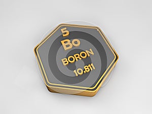 Boron - Bo - chemical element periodic table hexagonal shape