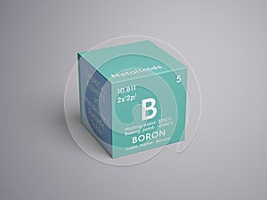 Boron. Metalloids. Chemical Element of Mendeleev\'s Periodic Table 3D illustration