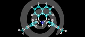 Boron nitride and carbon hybrid molecular structure isolated on black photo