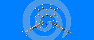 Boron nitride and carbon hybrid molecular structure isolated on blue