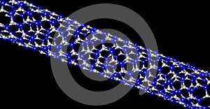 Boron nitride nanotube molecular structure isolated on black background photo