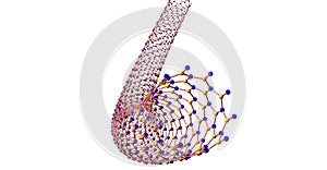 Boron nitride nanotube structure isolated on white