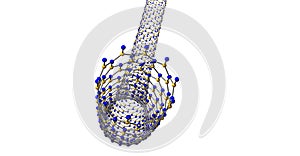 Boron nitride nanotube structure isolated on white