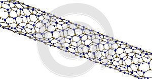 Boron nitride nanotube molecular structure isolated on white background photo