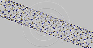 Boron nitride nanotube molecular structure isolated on grey background photo
