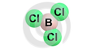 Boron trichloride molecular structure isolated on white