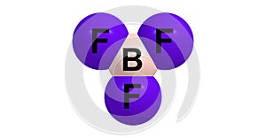 Boron trifluoride molecular structure isolated on white